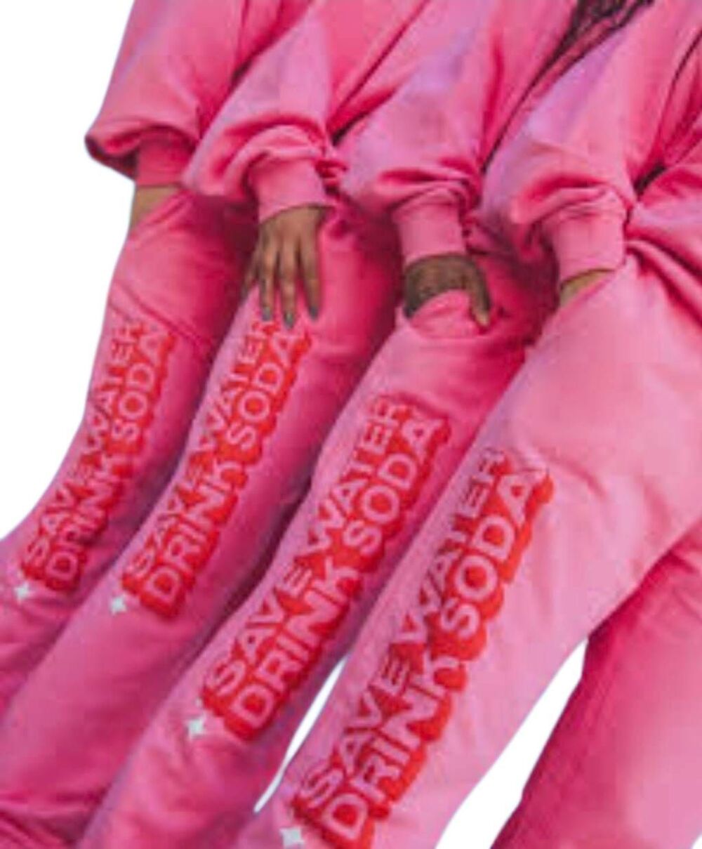 Poppi "Save Water Drink Soda" Pink Graphic Sweatpants Joggers - Size Small